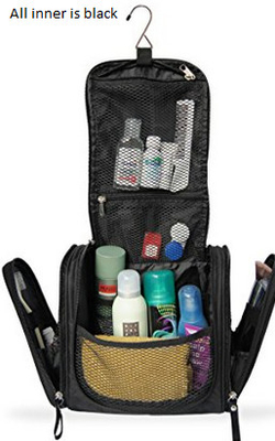 Organizador negro del maquillaje del viaje, bolso cosmético colgante del viaje con los bolsillos multi