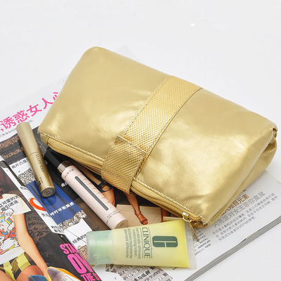 Bolsos cosméticos del viaje del oro del PVC, bolso cosmético plegable para viajar