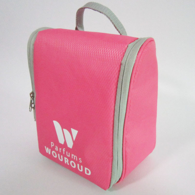 Malla para mujer rosada del bolso del lavado del viaje del artículo de tocador dentro del tamaño modificado para requisitos particulares