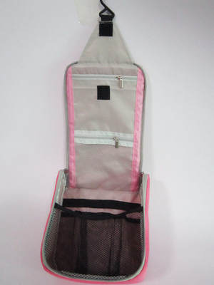 Malla para mujer rosada del bolso del lavado del viaje del artículo de tocador dentro del tamaño modificado para requisitos particulares